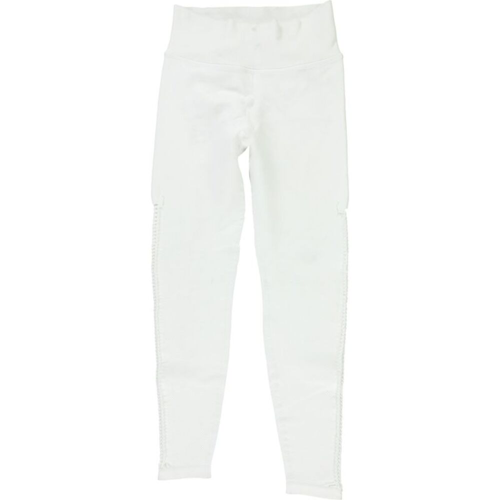 OFFLINE Womens Ribbed Side Braided Tapered Leggings Casual Pants, White, XS, DM